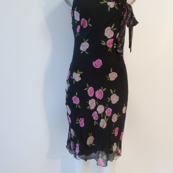 Womens Moschino Cheapandchic 100% Silk Black, Pink Floral Dress S - Picture 5 of 9